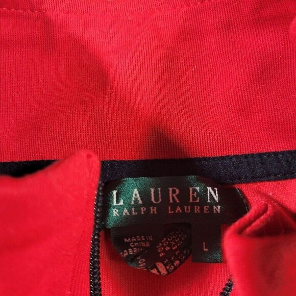 Lauren Ralph Lauren Jacket Womens Large Red Black Full Zip Crest - Picture 2 of 8